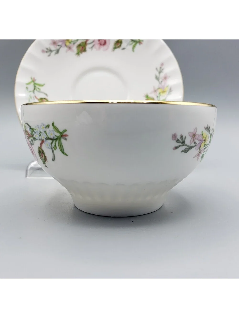 Vintage Aynsley Teacup & Saucer Pink Dianthus Carnation Fine Bone China England